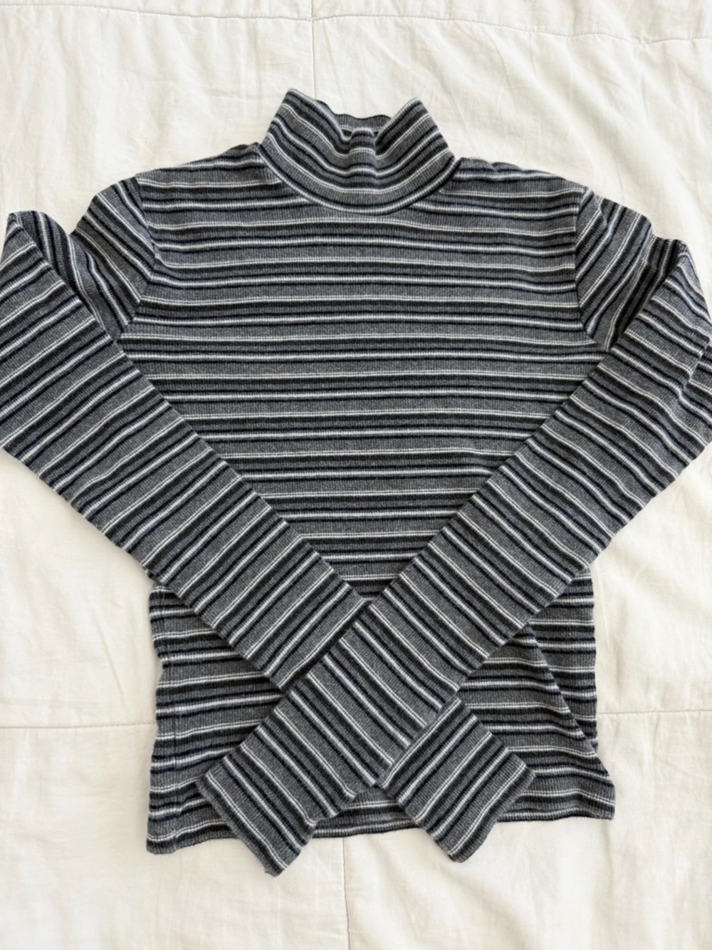 Brandy Melville Gray & Black Striped Ribbed Turtleneck